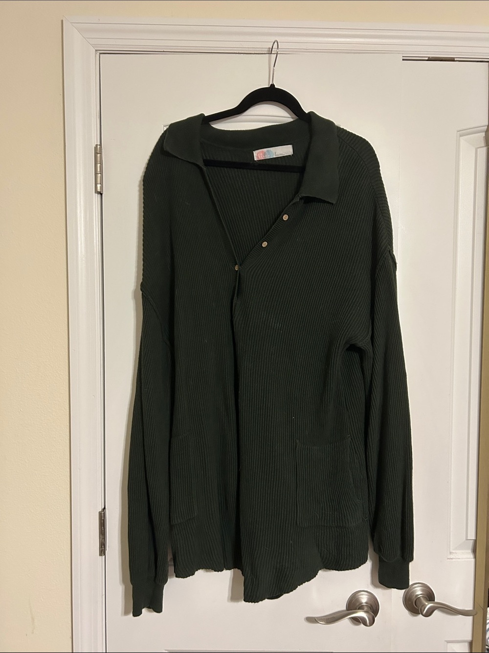 Free People Olive Green Ribbed Polo Jumpsuit